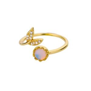 14k o er silver Mermaid Tail Ring Opal Stone Adjustable‎ Ring